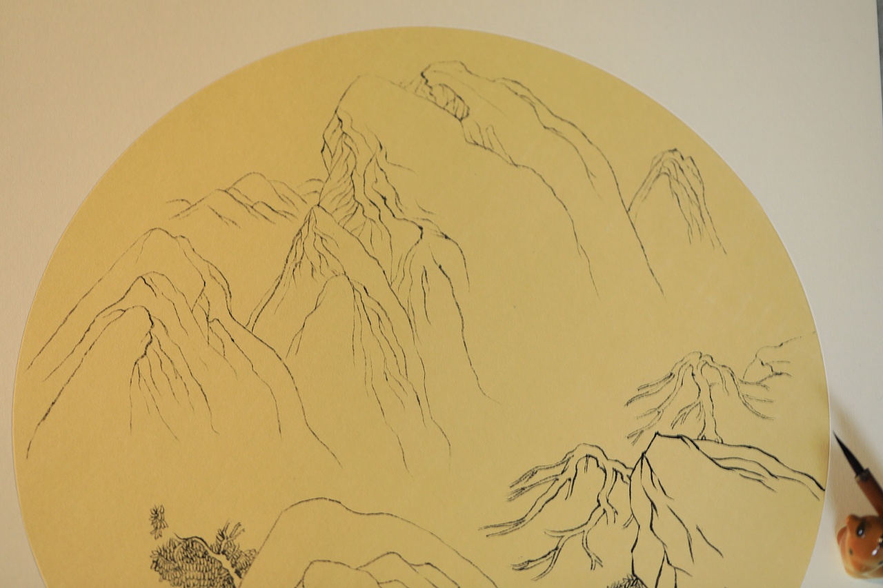 仿古青山画法山韵