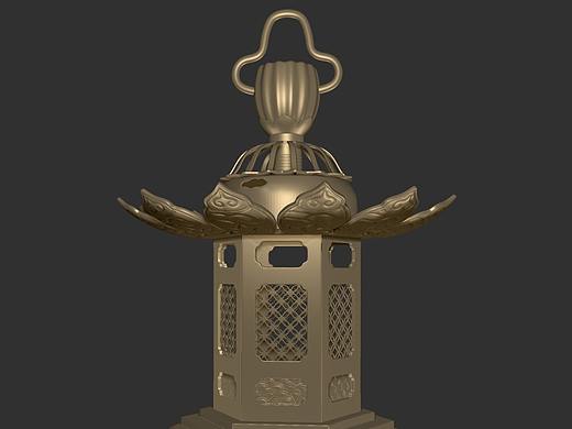 【三维临摹】铜鎏金宫灯形挂件（未完成）