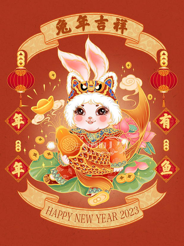 《福兔迎春》系列兔年插画（图ZMzI1OTU1MTY4） - 商业插画 - 站酷设计师雨汐_lz原创素材 - 站酷ZCOOL