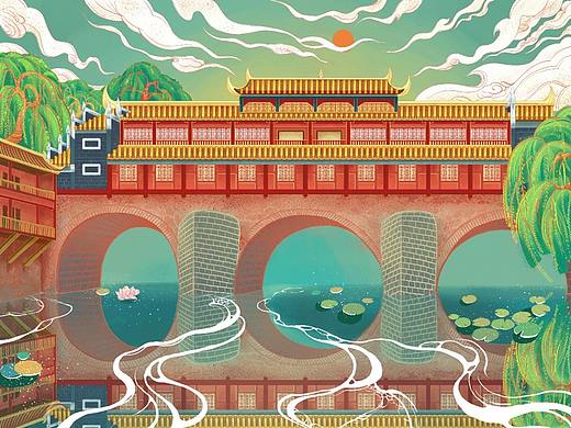 “秋风万里芙蓉国”主题系列插画