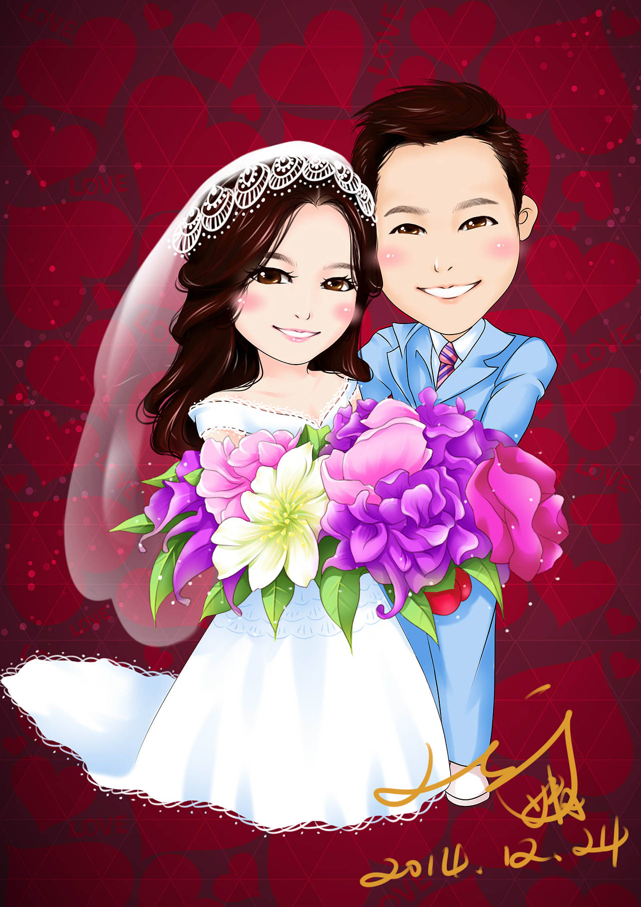 Q版婚纱插画（图ZMjQ2OTk3Mjg=） - 创作习作 - 站酷设计师小眯眼_weinin酱原创素材 - 站酷ZCOOL