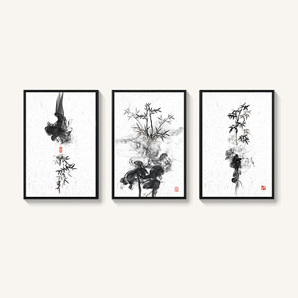 水墨竹子图 新中式禅意作品（图ZMTg5ODA3NjYw） - 商业插画 - 站酷设计师起贝艺术装饰画原创素材 - 站酷ZCOOL