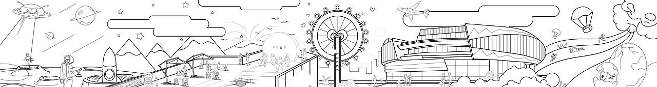 商场外围墙绘线稿