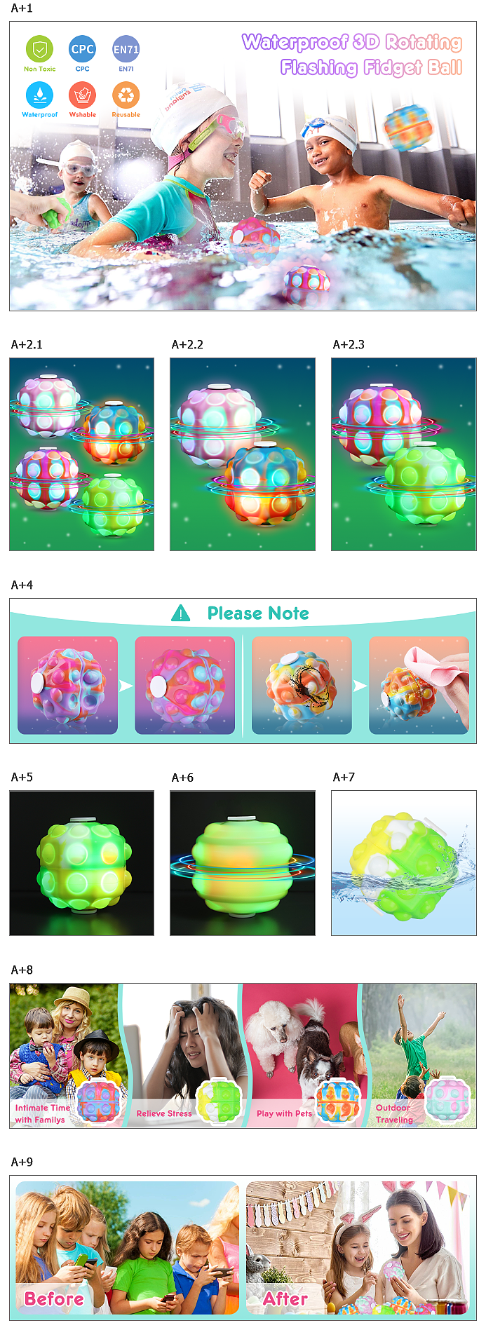 亚马逊主图A+ 发光旋转球玩具