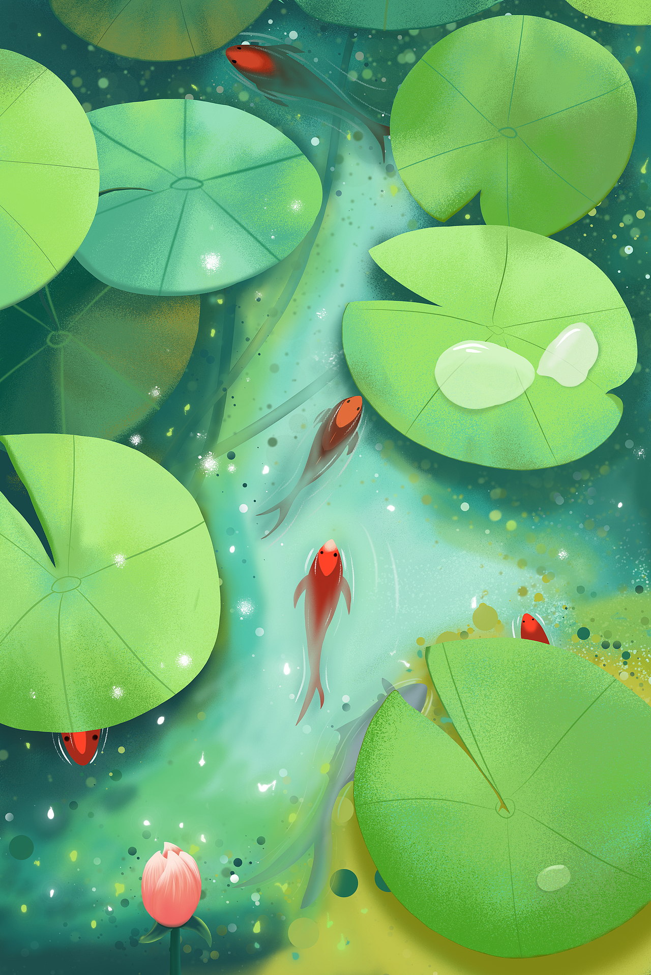 荷叶|插画|创作习作|一盏白开水ting_原创作品-站酷zcool