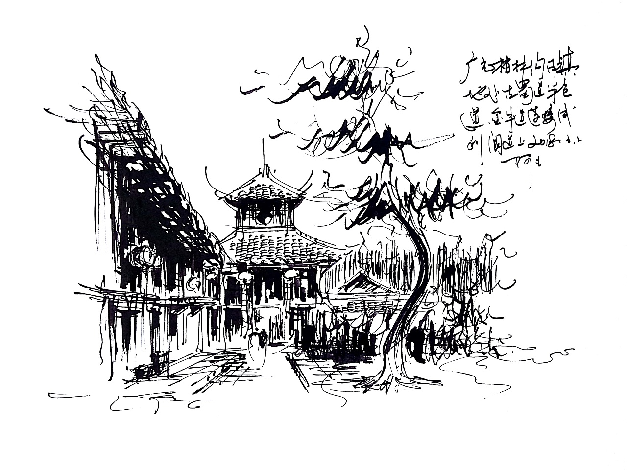 阿王速写建筑风景手绘