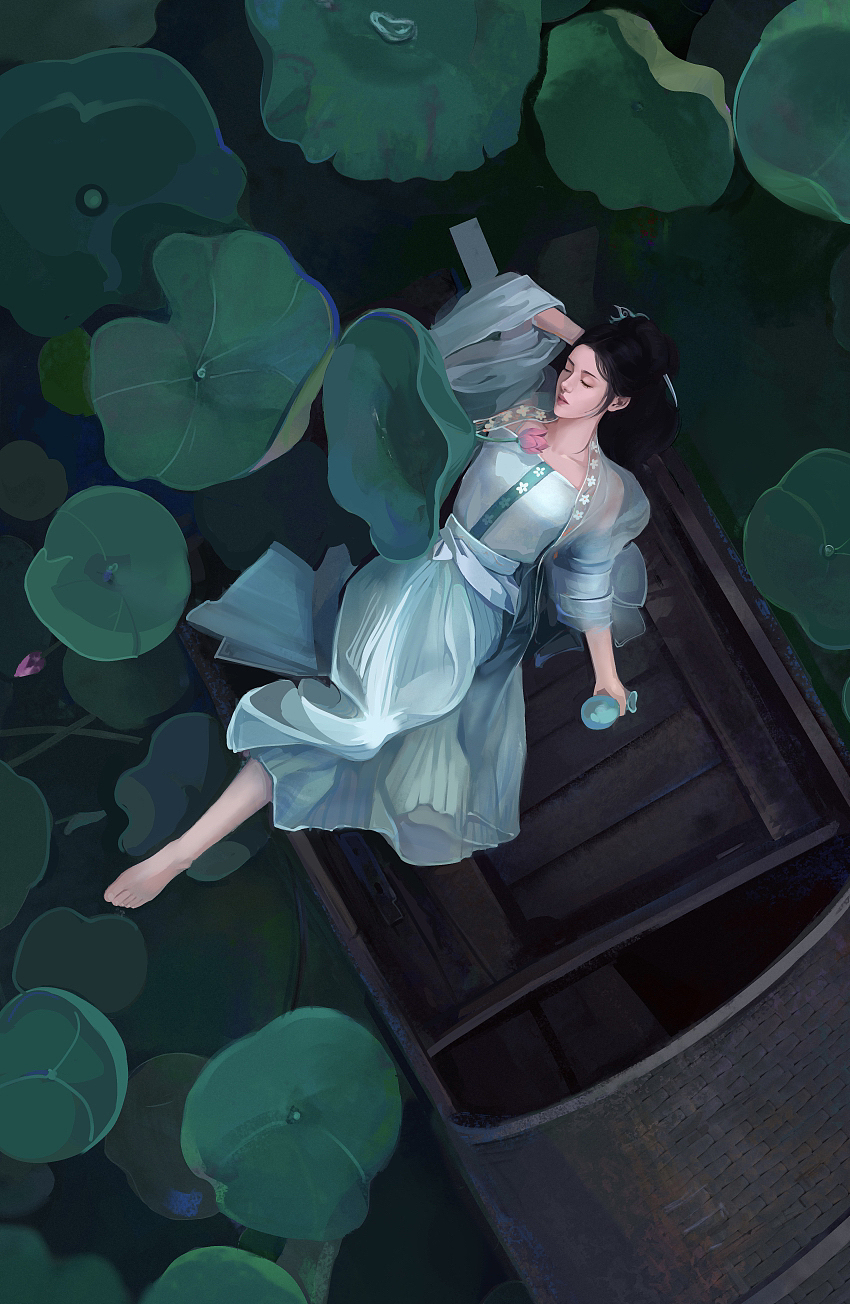 兴尽晚回舟，误入藕花深处（图ZMzUwNjgxOTMy） - 创作习作 - 站酷设计师爱画画的樱桃原创素材 - 站酷ZCOOL