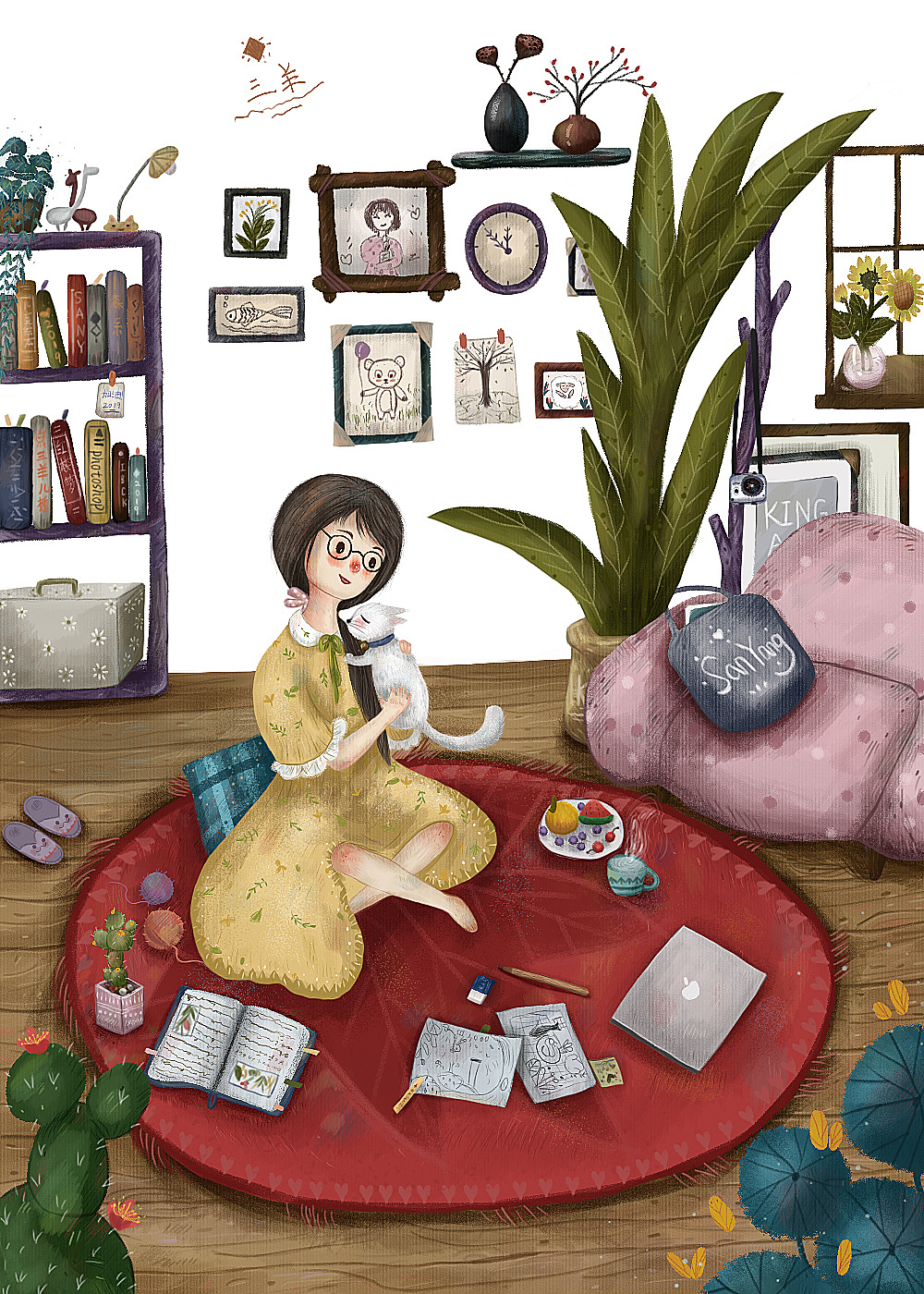 宅女的撸猫日常|插画|创作习作|赵三羊 - 原创作品 - 站酷 (zcool)