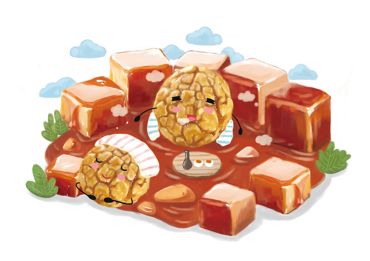 世纪联华超市的各种食物拟人化产品的包装插画