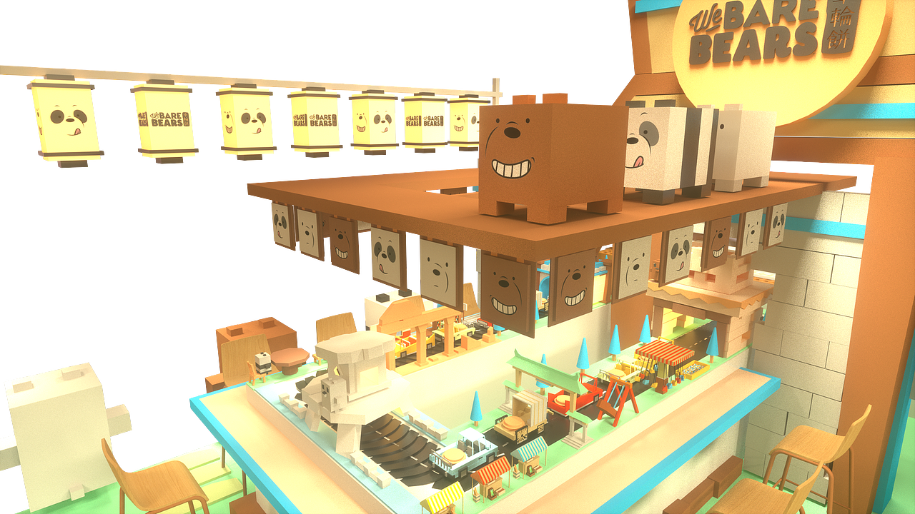 三只裸熊卖车轮饼（图ZMjA2NjE4MTAw） - 其他三维 - 站酷设计师RAY了RAY了原创素材 - 站酷ZCOOL