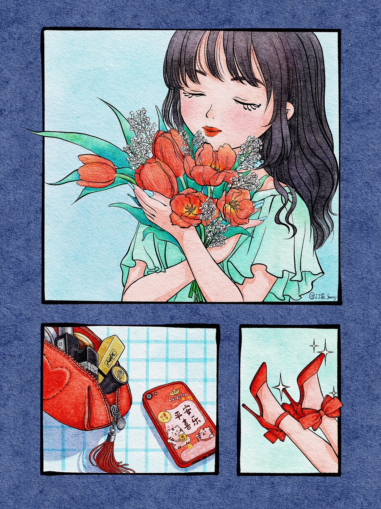 分镜插画 | 如火般热烈的红色（图ZMjk4MTc3MTg4） - 商业插画 - 站酷设计师画画儿汀寂原创素材 - 站酷ZCOOL