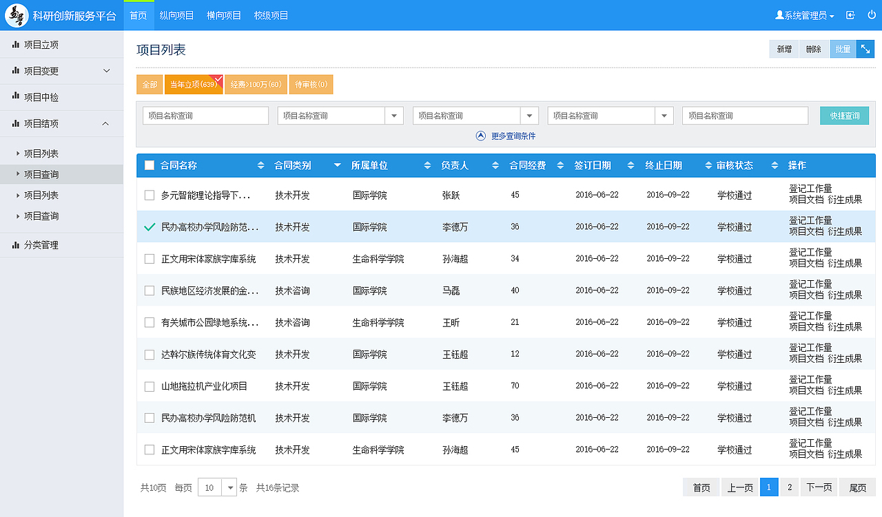 原创作品:后台管理系统界面设计 后台界面 管理系统 软件管理 科研管理 管理界面 列表 表格
