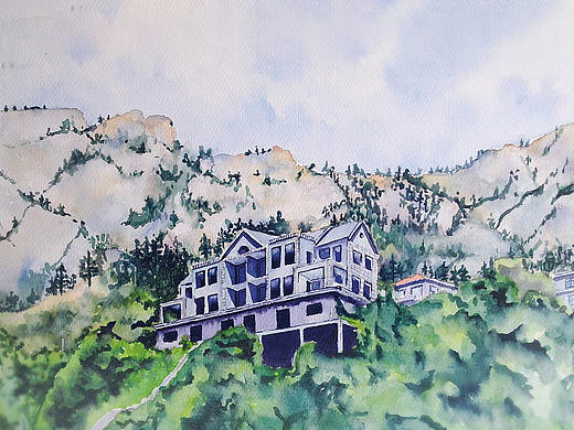 水彩写生作品——青岛仰口