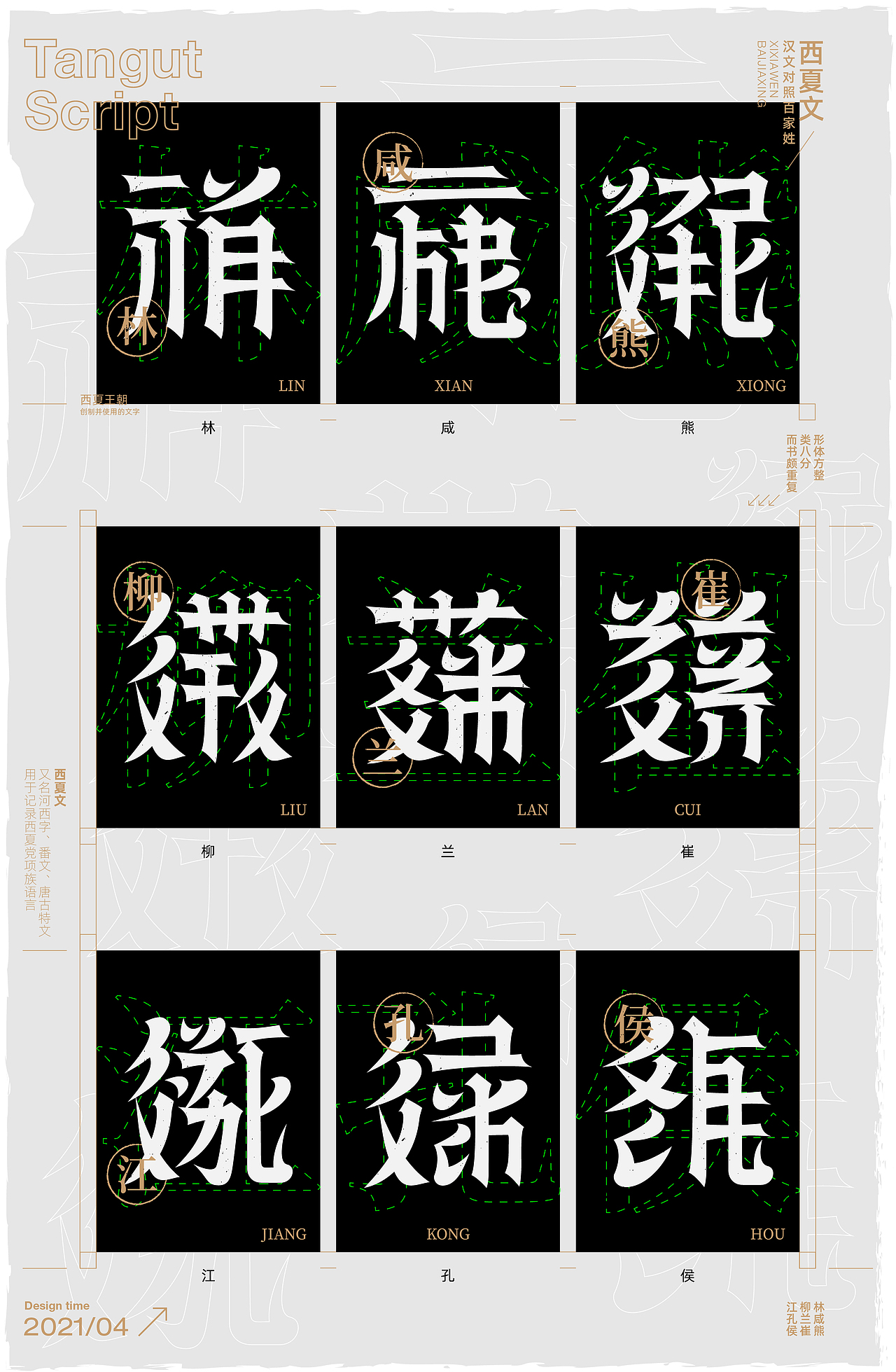 西夏文百家姓字体设计