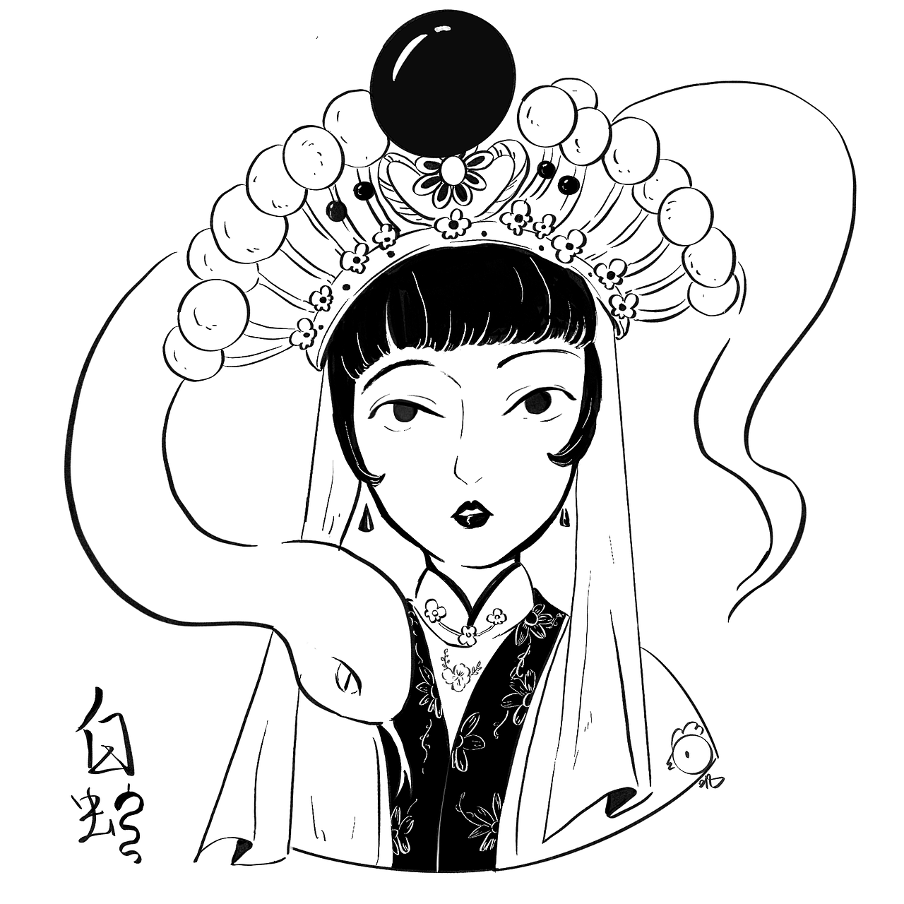 插画 黑白国风少女系列设计（图ZMjMwMzczNjg4） - 创作习作 - 站酷设计师庐山小黄叽原创素材 - 站酷ZCOOL
