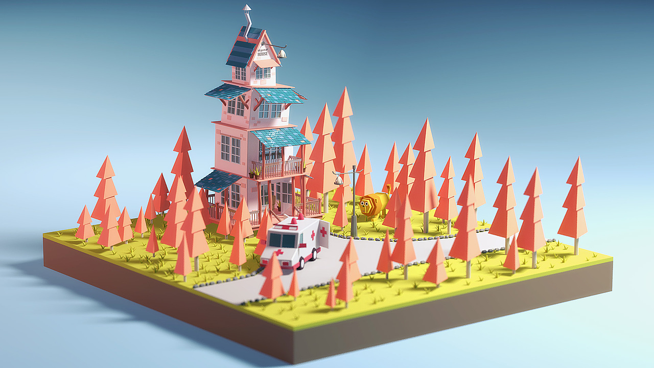 Maya的LOWPOLY风格场景（图ZMTk3MzU3NjA0） - 场景 - 站酷设计师skywear原创素材 - 站酷ZCOOL