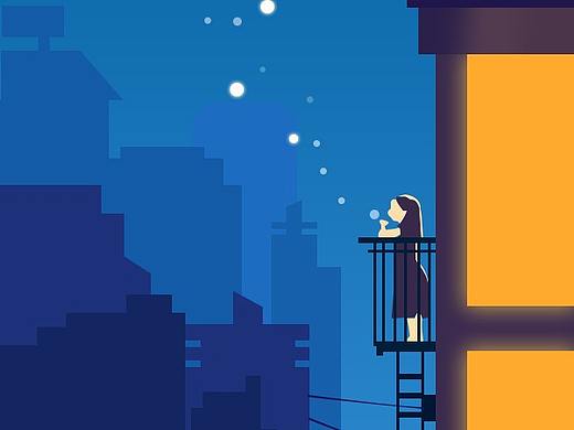 站在阳台的女孩