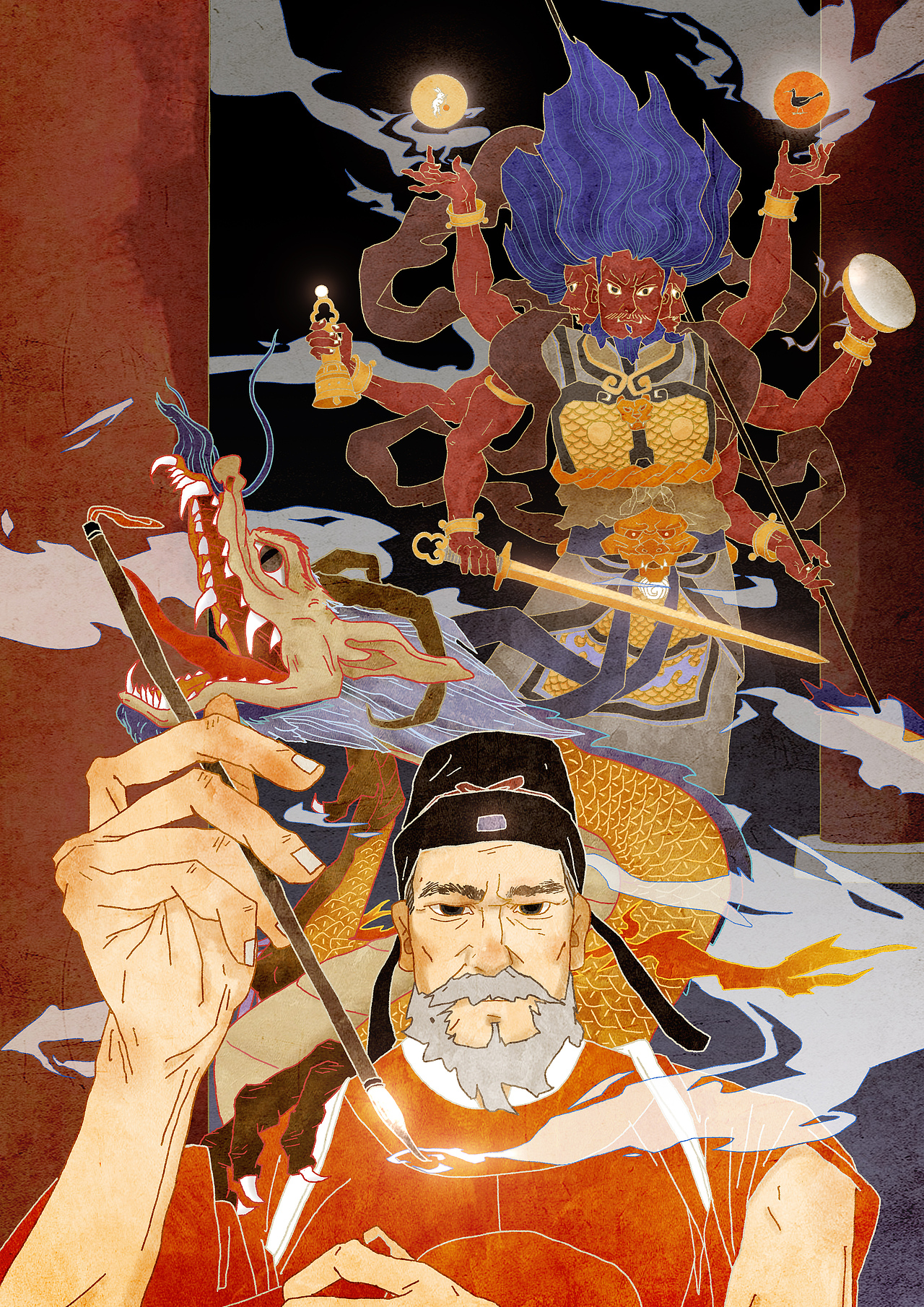 《吴道子》|插画|艺术插画|聂敦格_原创作品-站酷zcool