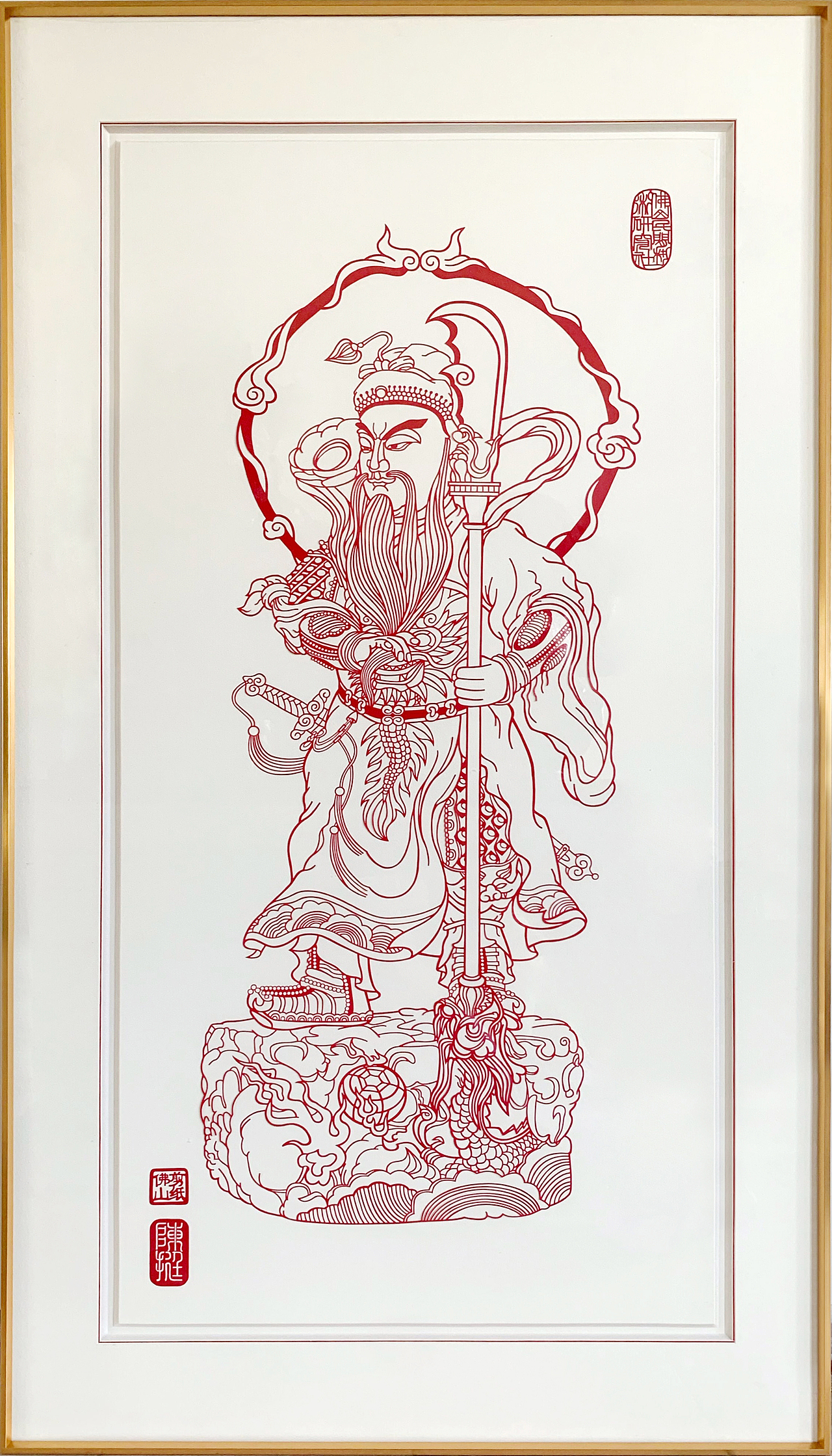 佛山纯色剪纸《韦陀菩萨》《伽蓝菩萨》|手工艺|工艺品设计|佛山民间