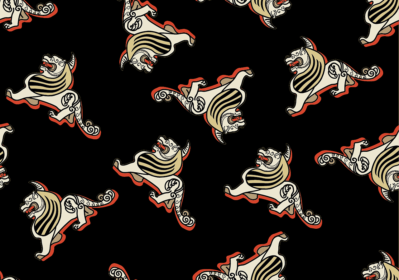 神兽獬豸——动物图案面料四方连续印花设计