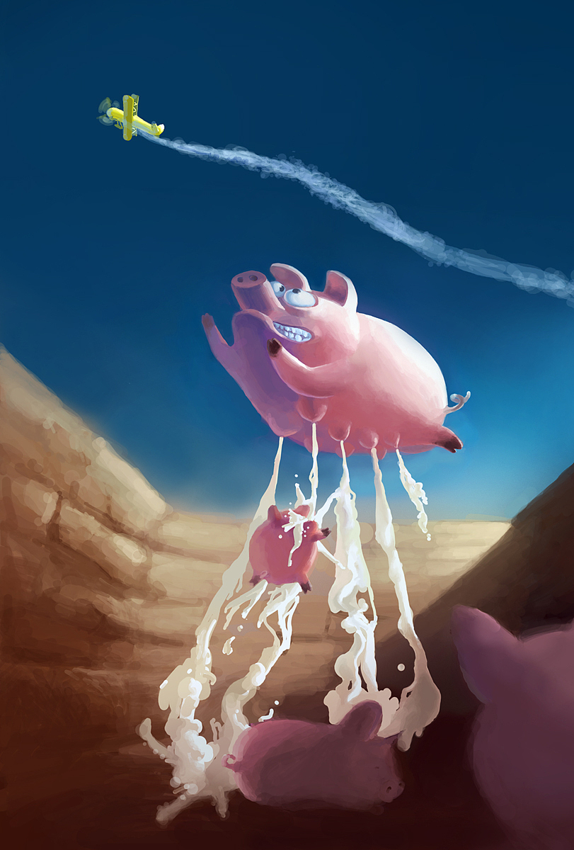 《飞翔的小猪》（图ZMTQwMTUzMzY=） - 创作习作 - 站酷设计师宫爆狗丁原创素材 - 站酷ZCOOL