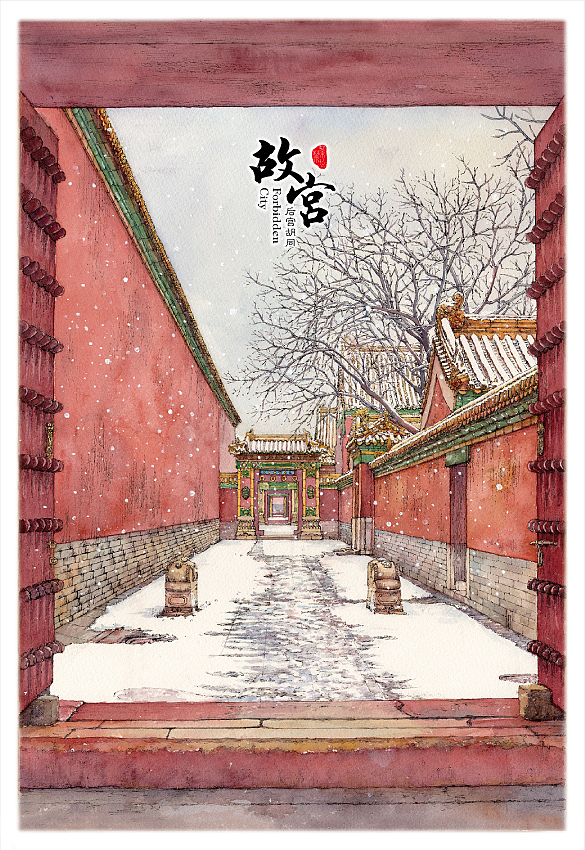 手绘故宫 系列一（图ZMTA4NTEyNzky） - 商业插画 - 站酷设计师友情西原创素材 - 站酷ZCOOL