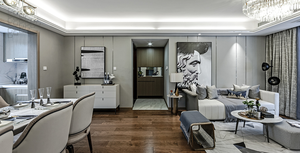 1992效果图 现代轻奢风客餐厅效果图