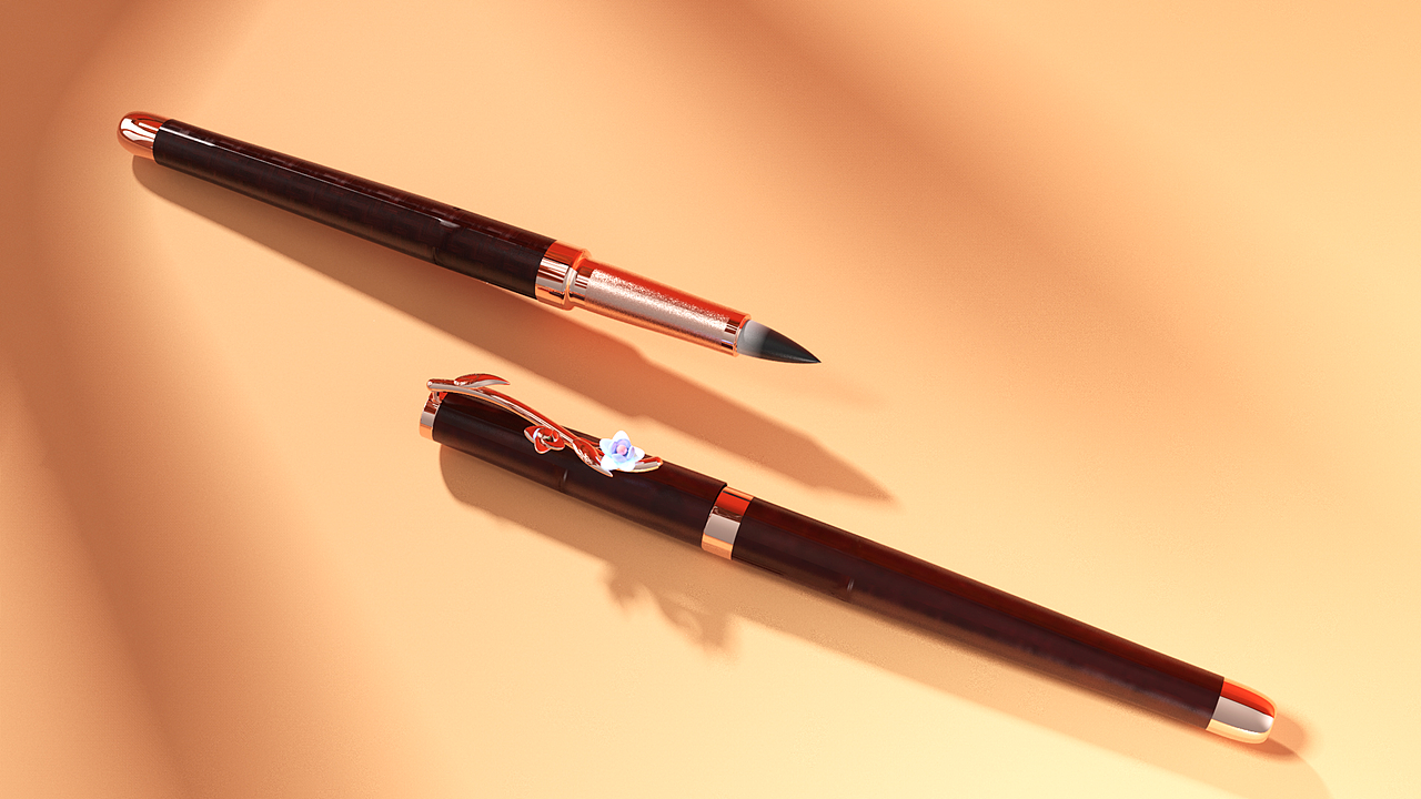 兰花软笔主要以兰花为设计元素,搭配古建风格木质笔身,,木质使用时手感好,而且古朴清雅,搭配玫瑰金元素作为点缀更显高贵。