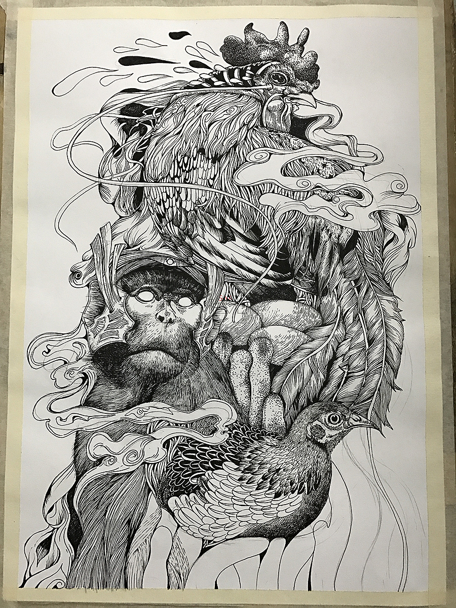 彩色绘--新年祝福，辞旧迎新（图ZNjkxOTM5MDA=） - 艺术插画 - 站酷设计师鸦鸦永远原创素材 - 站酷ZCOOL