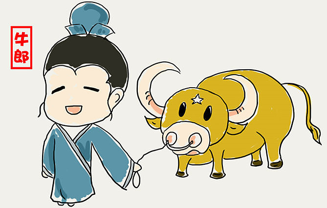 牛郎是一个善良的放牛郎,父母早亡,受兄嫂虐待,每天和一头老牛在一起