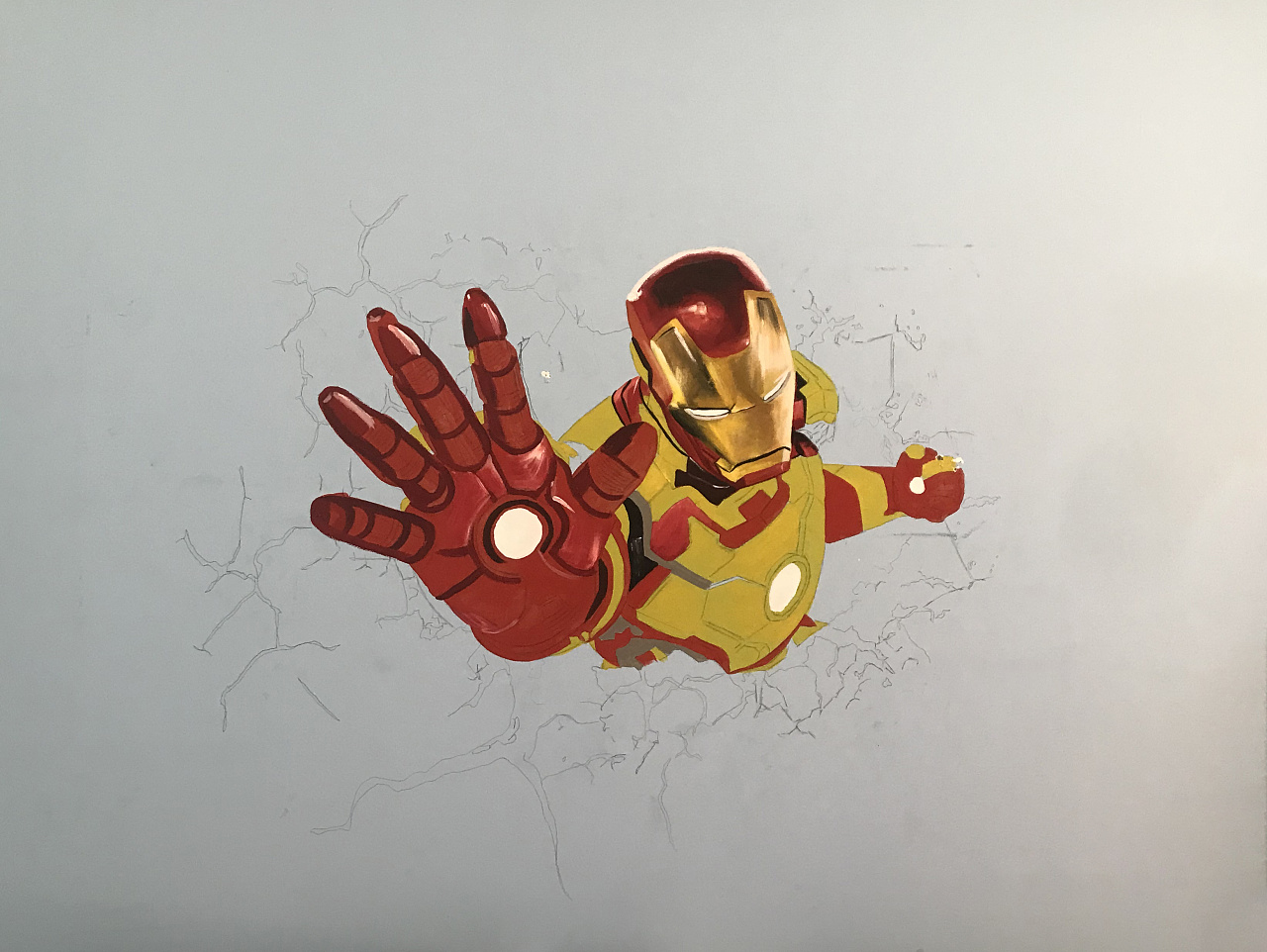 墙体绘画卧室改造致敬钢铁侠