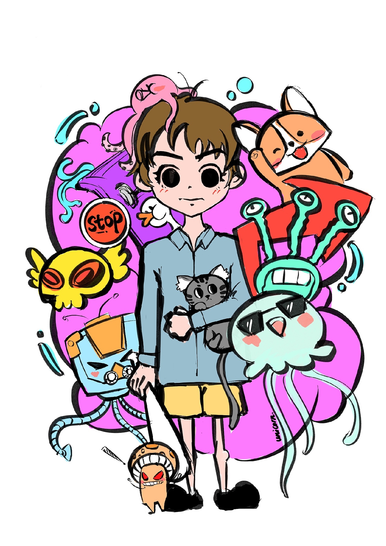 卡通动漫人物插画涂鸦