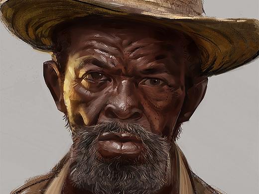 来了，新图来了，还是一张黑人老男人的人像 ​​​​