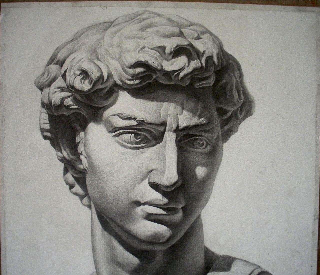 大衛(wèi)石膏像（鉛筆素描）（圖ZMTYzMTEzNjQ=） - 繪畫 - 站酷設(shè)計(jì)師許歡原創(chuàng)素材 - 站酷ZCOOL