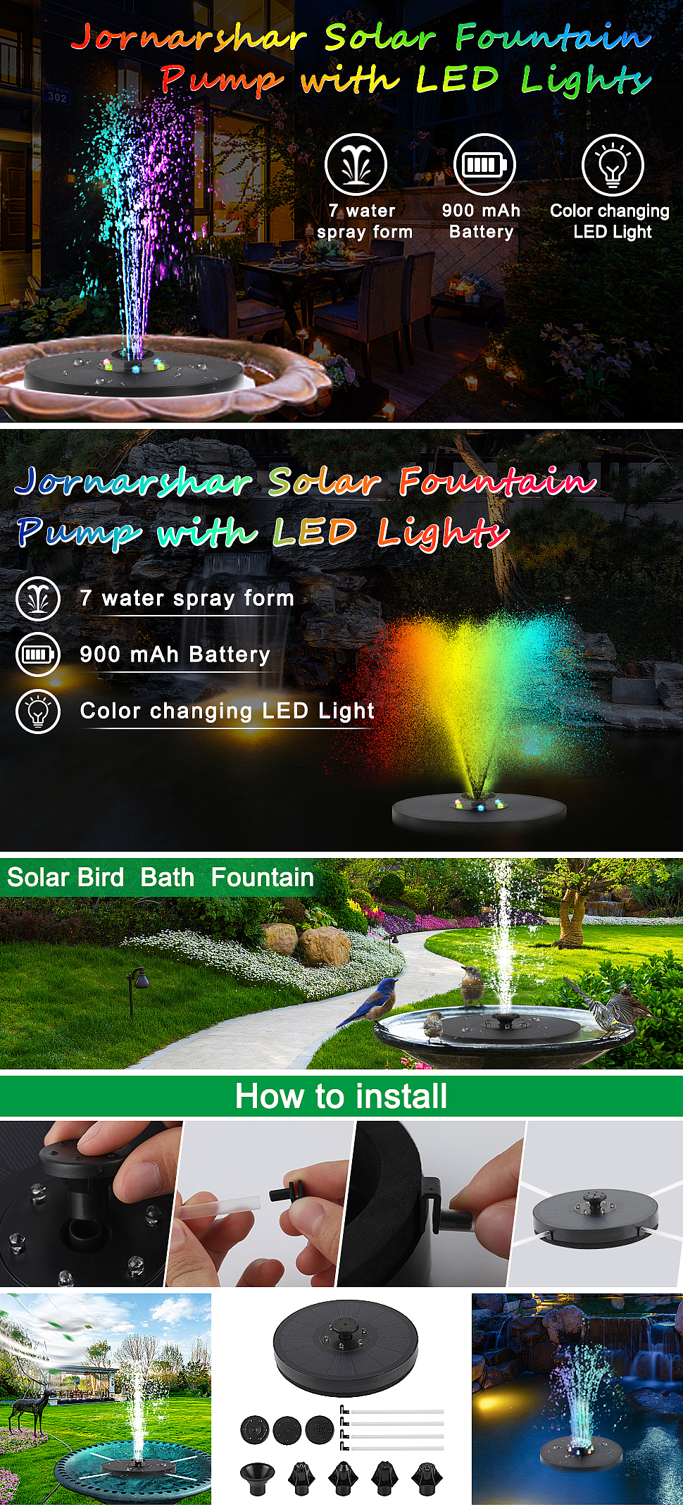 太阳能发光喷泉