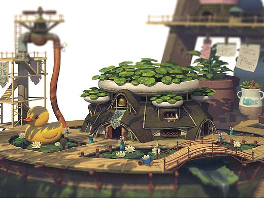 多肉城系列01《铜钱草堂》（个人主页-ZMzA4MTIzNTI=） - 概念设定 - 站酷设计师旅行的爬爬原创素材 - 站酷ZCOOL