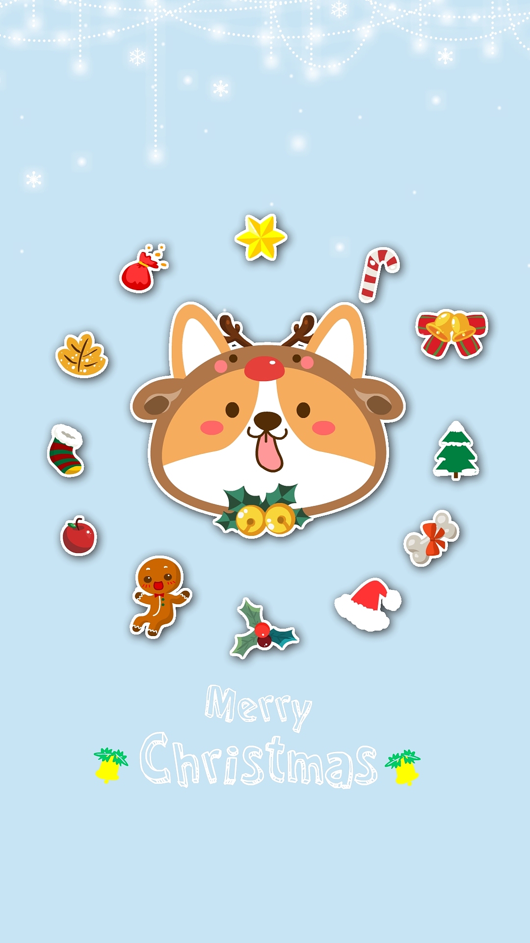 布丁柯基+爱心猪-嘟嘟圣诞壁纸