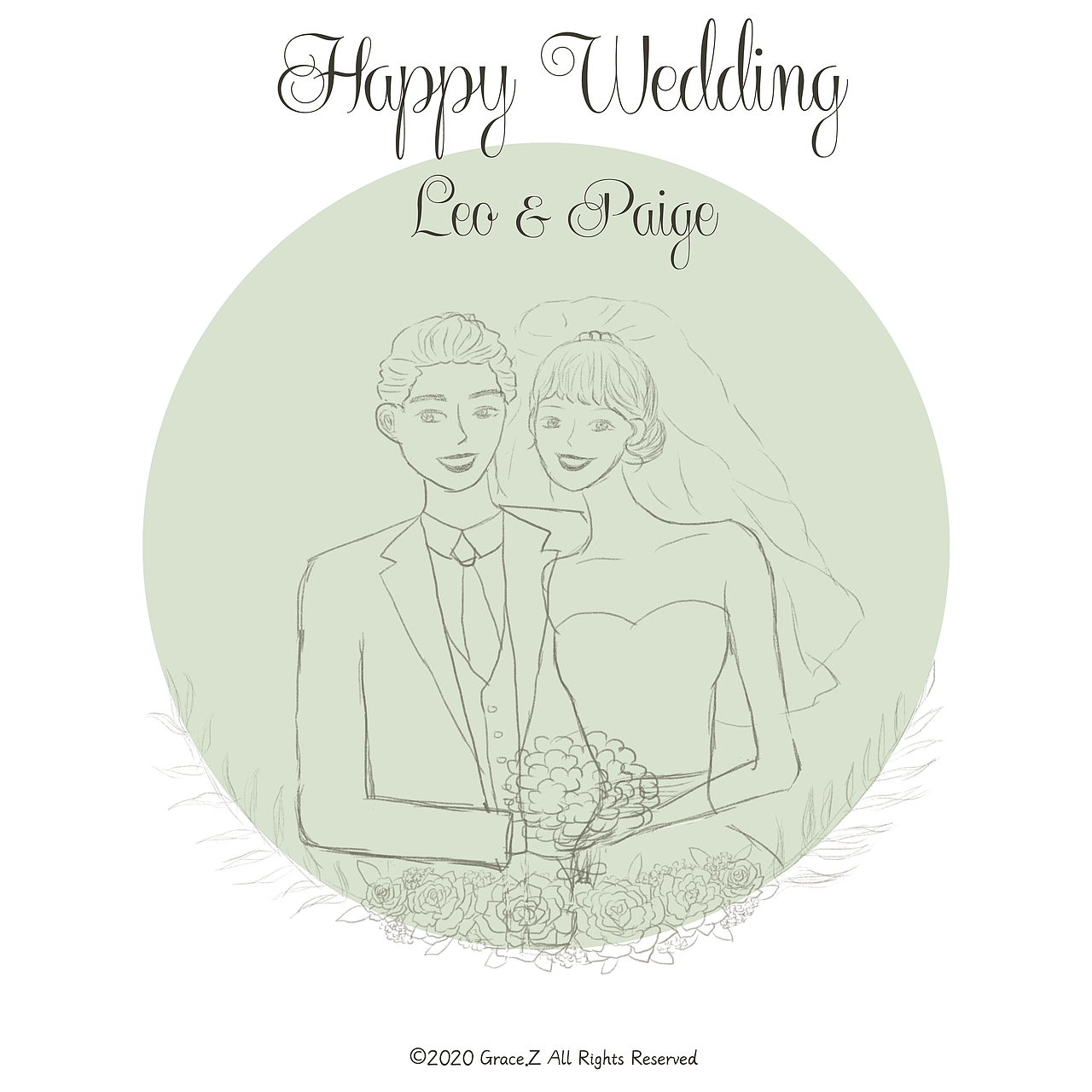 婚礼请柬插画1（图ZMjEwODc3Mjgw） - 创作习作 - 站酷设计师Grace的写艺生活原创素材 - 站酷ZCOOL
