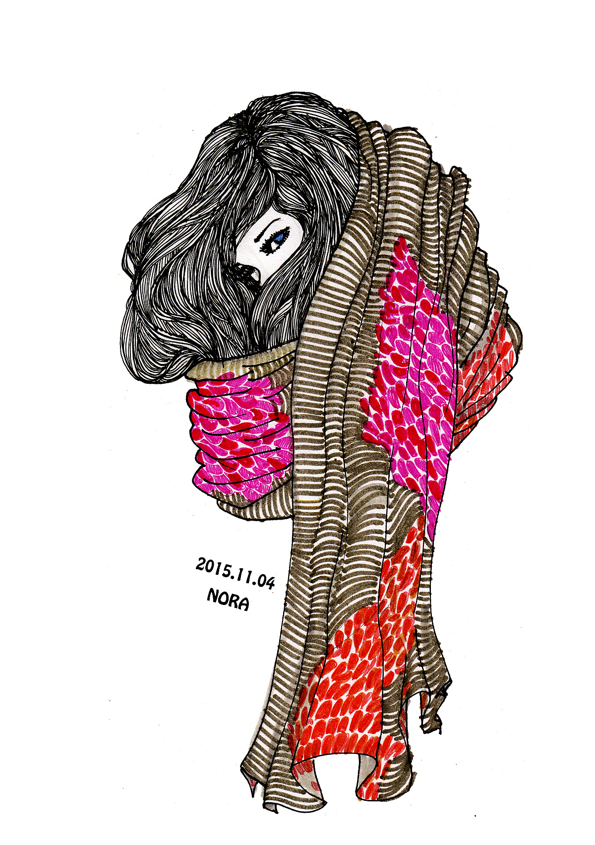 藏在头发里的小红豆