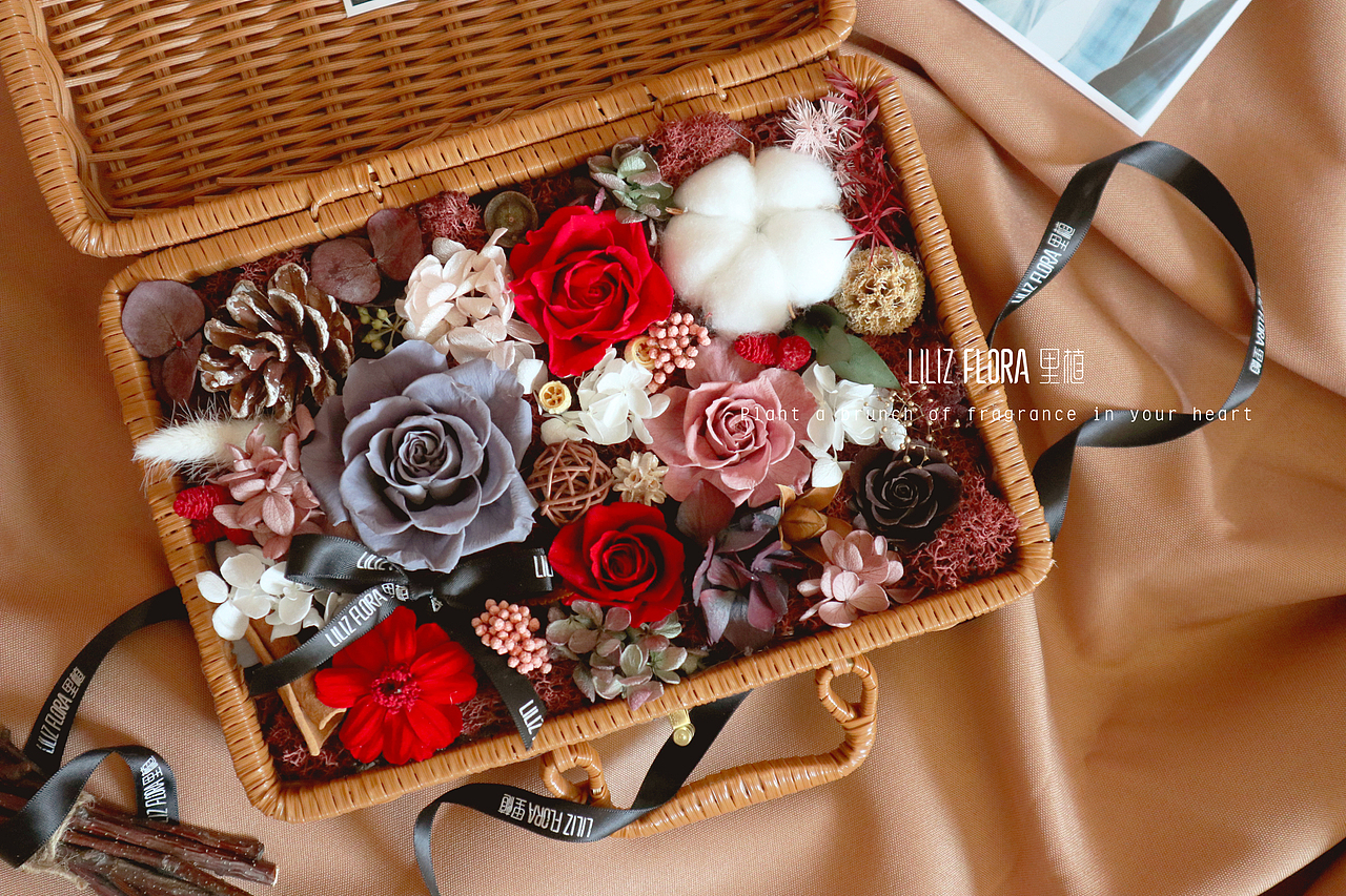 LilizFlora里植—花艺手作—复古永生花手提花篮（图ZMTQ4NzgxMDQ4） - 工艺品设计 - 站酷设计师Kaia_Liu原创素材 - 站酷ZCOOL