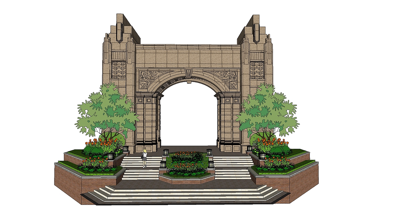 sketchup 新古典大门模型