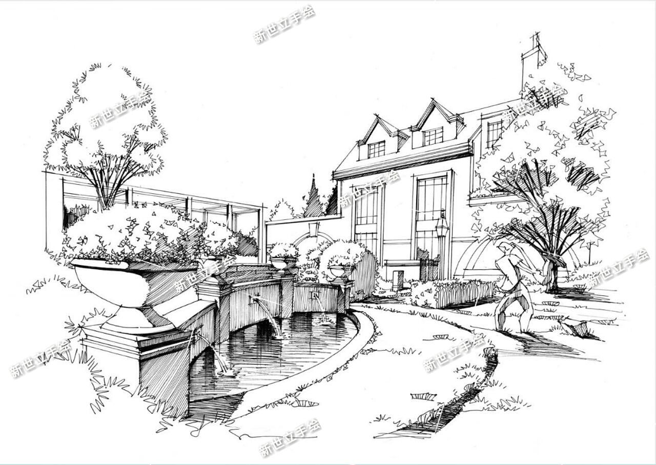 建筑手绘线稿|空间|景观设计|cao1013_原创作品-站酷zcool