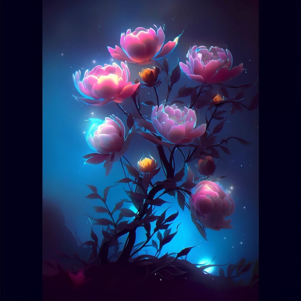 近期AI绘画作品-《夜与花》