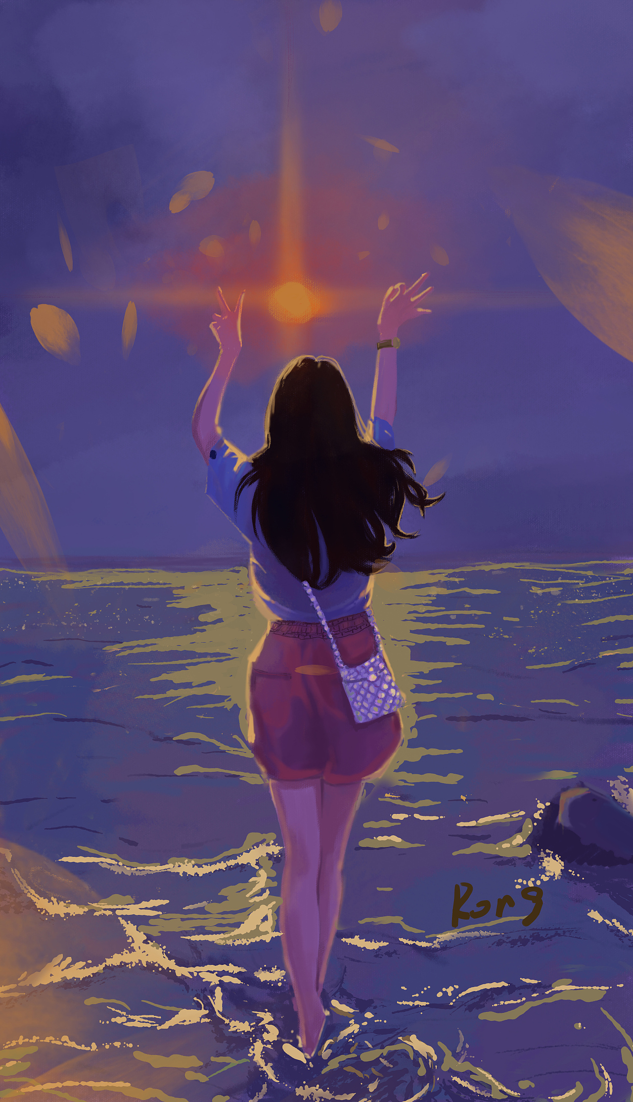 少女看海