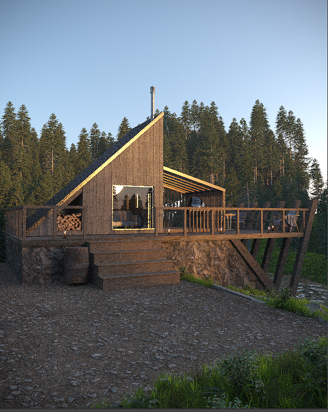 室外林中小屋|三维|场景|小羊绘图 - 临摹作品 - 站酷 (zcool)