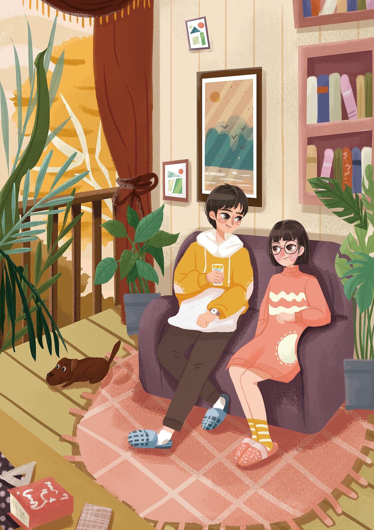 【情侣系列插画绘本】ps手绘插图