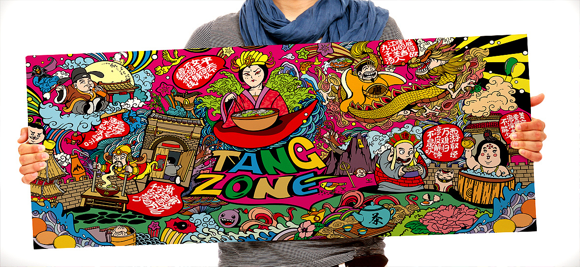 这幅画其实涵盖了西安唐朝时期的六位历史代表人物,武则天,唐明皇