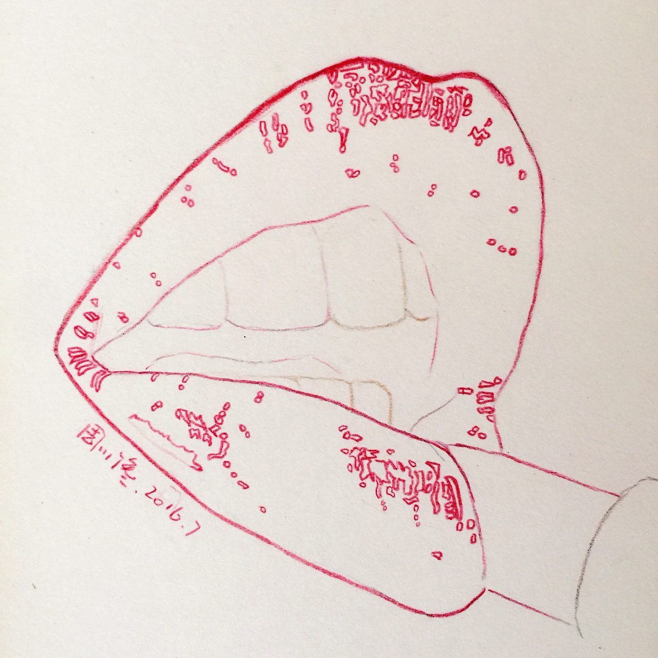 周小馋 彩铅 大红唇（图ZNTM1NTM3MjA=） - 艺术插画 - 站酷设计师插画师周小馋原创素材 - 站酷ZCOOL