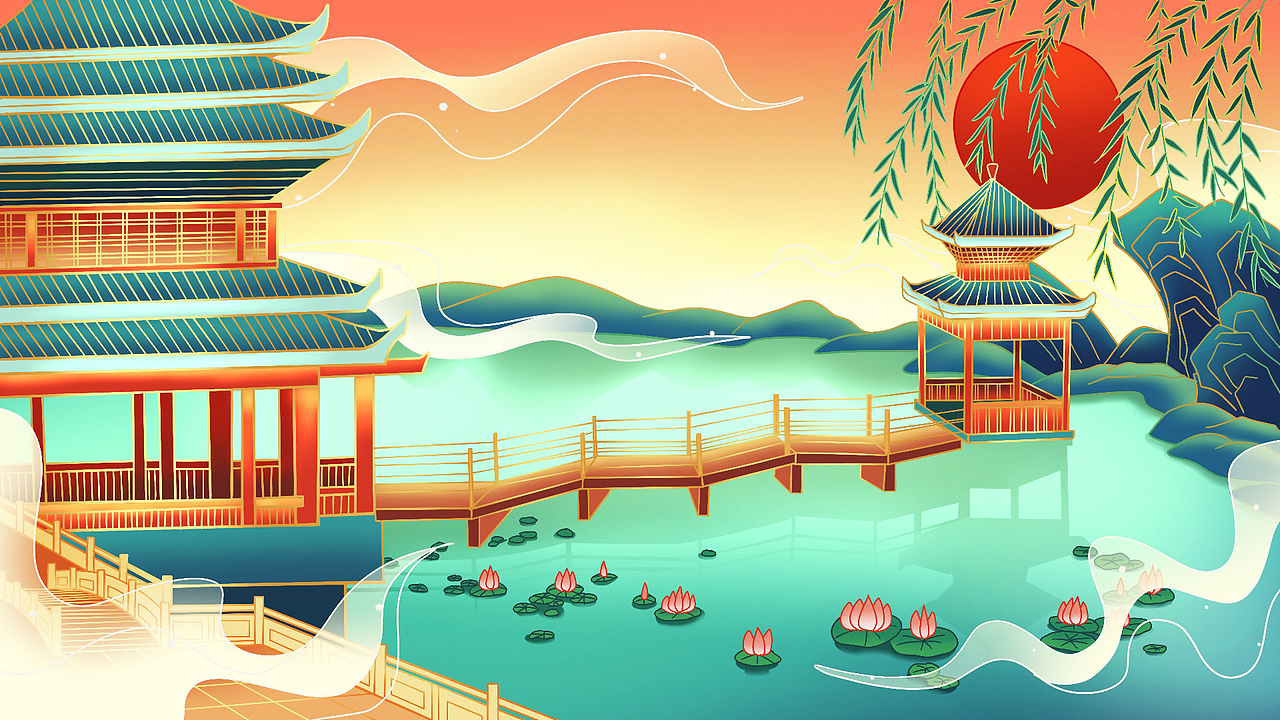 2021上半年国潮烫金建筑插画作品总结（图ZMjU5NjAxNzcy） - 新锐潮流插画 - 站酷设计师予心绘原创素材 - 站酷ZCOOL