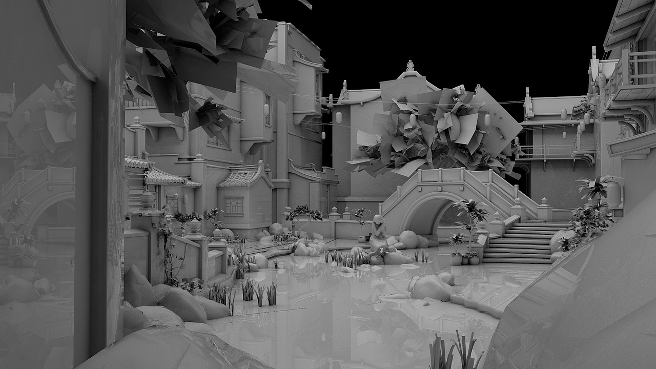 古建筑园林渲染（图ZOTYyNjM2Njg=） - 场景 - 站酷设计师上海重岛原创素材 - 站酷ZCOOL